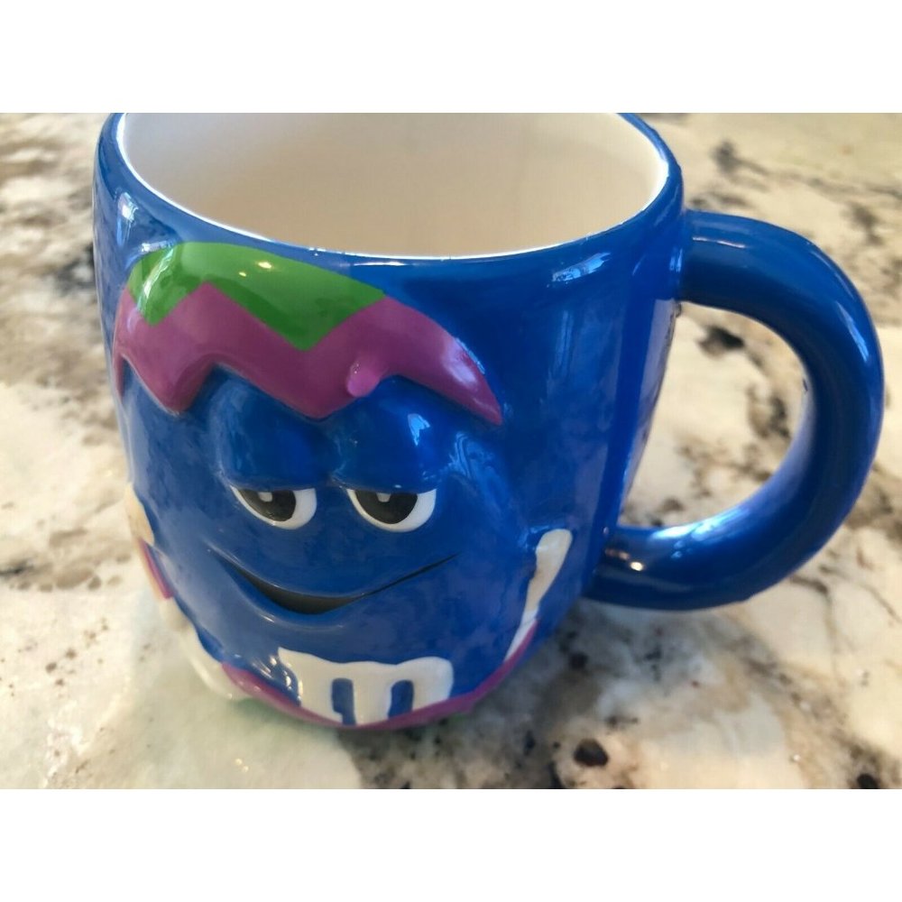 M&M Mars 2003 Galerie Ceramic Coffee Mug Cup Blue Easter Egg M & M 24 oz 3D